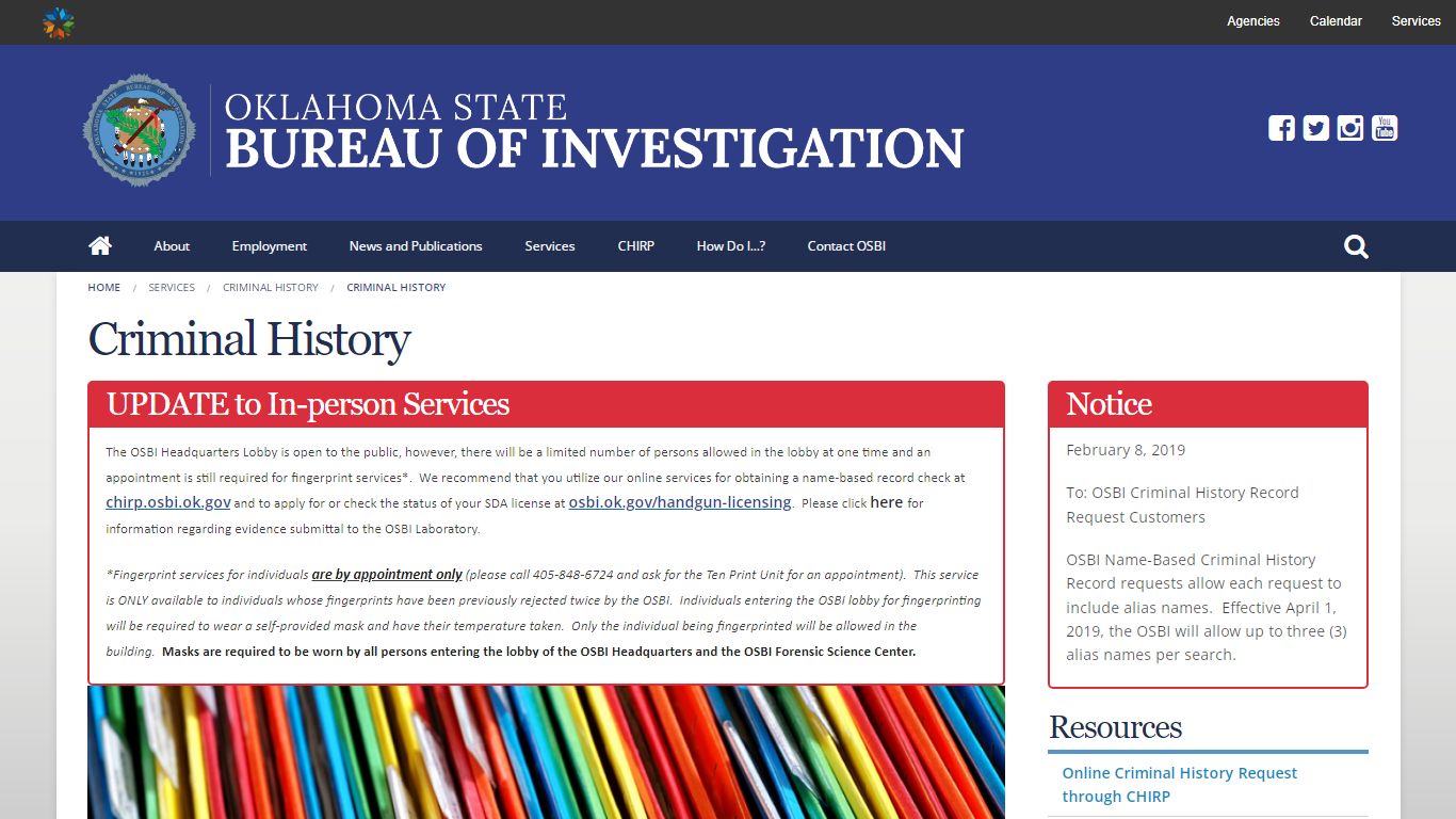 Criminal History | Oklahoma State Bureau of Investigation